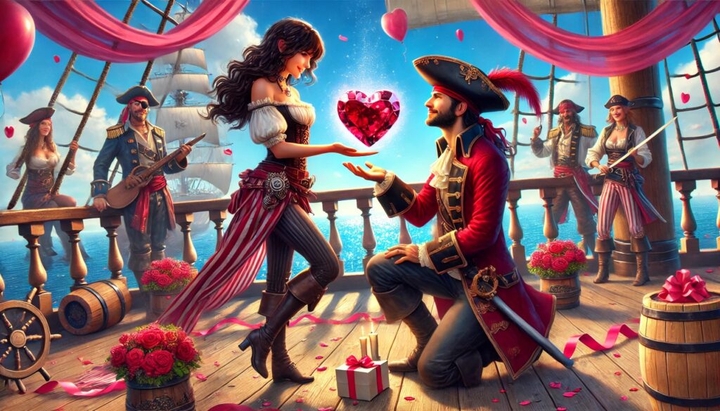 Pirates celebrating Valentines Day (Text to Image)