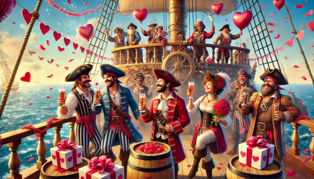 Pirates celebrating Valentines Day (Text to Image)