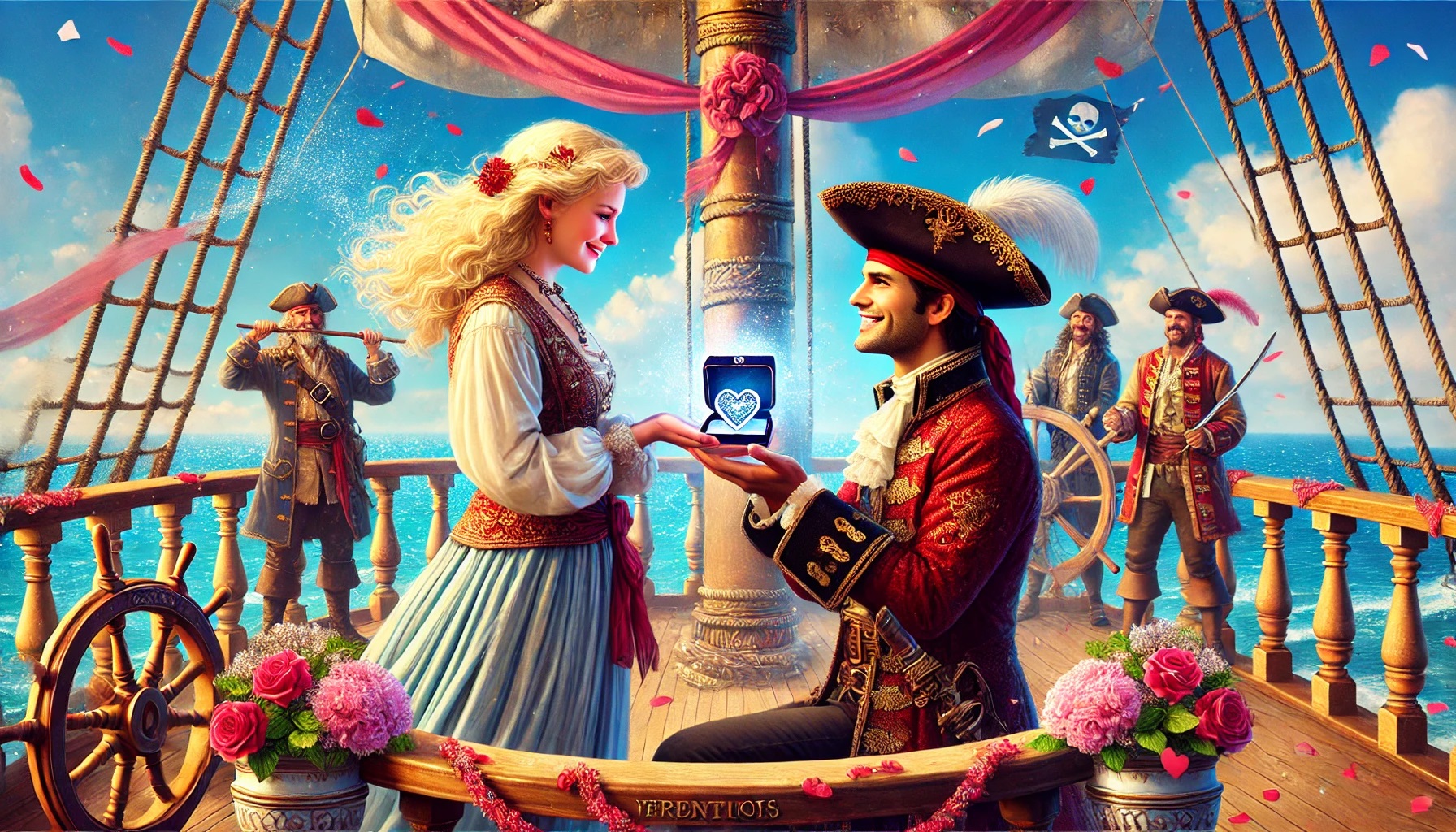 Pirates celebrating Valentines Day (Text to Image)